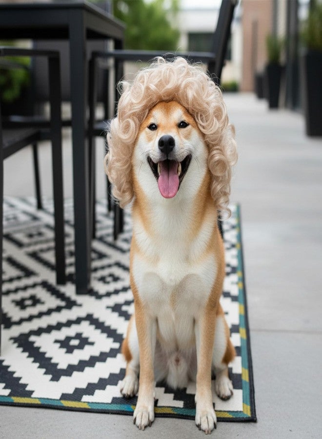 Elegaperma Dog Wigs, Funny Dog Wig Blonde, Adjustable Elastic Bands Wig for Dogs, Blonde Dogs Wigs for Pet Costume Puppy Cat Cosplay Decoration for Small Medium and Large Pets - Image 5